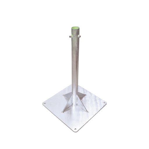 [SEC4678] Base para mástil hasta 2" con opresores, base de 50 x 50 cm y tubo de 80 cm ced. 30. galv. inmersión.