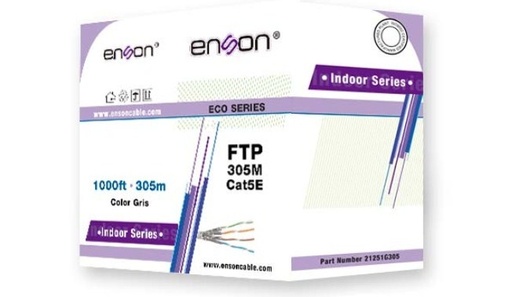 [NET2913] Cable ftp cat5e enson modelo ftp 22251g305 serie eco blindado calibe 24 awg cca bobina de 305 metros forro pvc color gris uso in