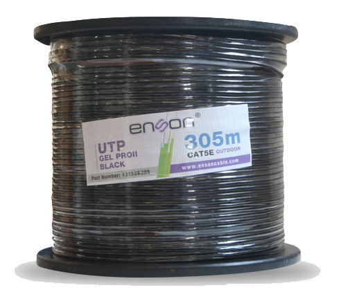 [NET2915] Cable utp cat5e enson 13152b305 serie pro-ii c/gel calibe 24 awg 100% cobre bobina de 305 metros forro pe color negro uso exteri