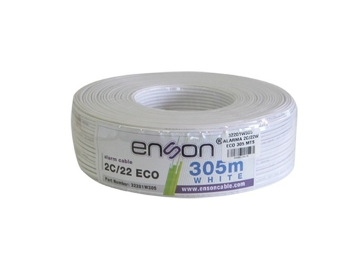 [AUD70438] Cable de alarma enson 32201w305 serie eco multifilar  2c/22 awg bobina de 305 metros forro pvc color blanco para uso interior di