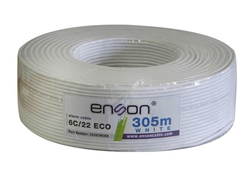 [AUD70440] Cable de alarma enson 32203w305 serie eco multifilar  6c/22 awg bobina de 305 metros forro pvc color blanco para uso interior di