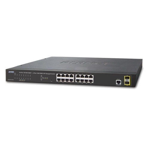[NET2975] Switch planet gs-4210-16t2s/ administrable-l2/l4/ 16 puertos rj45 velocidad de transmision 10/100/1000 mbps+ 2 puertos fibra sfp