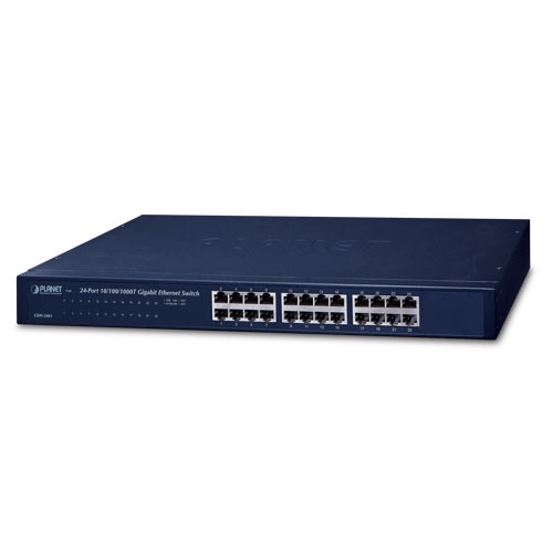 [NET2976] Switch 24 puertos rj45 gigabit ethernet 10/100/1000 mbps / no administrable / planet gsw-2401 / recinto de metal / 15w de consum