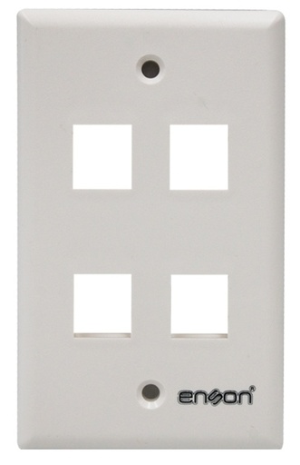 [ACC699003] Placa de pared (faceplate) enson epro-fp40 compatible con jack keystone 4 puertos color blanco, uso en interior, ideal para cone