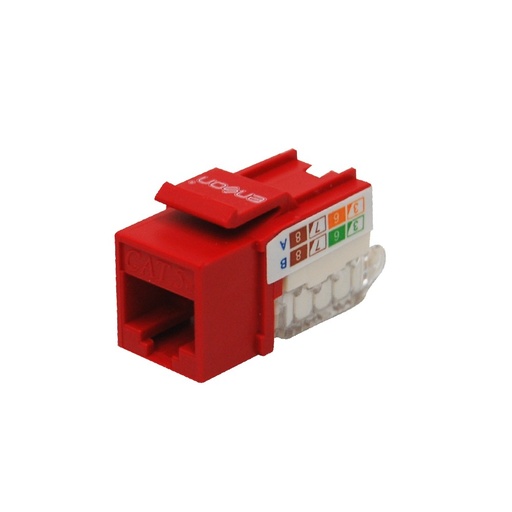 [NET3042] Conector modular jack rj45 enson epro-tljack5e-rd serie pro terminado sin pinzas, posicion vertical cat5e color rojo compatible 