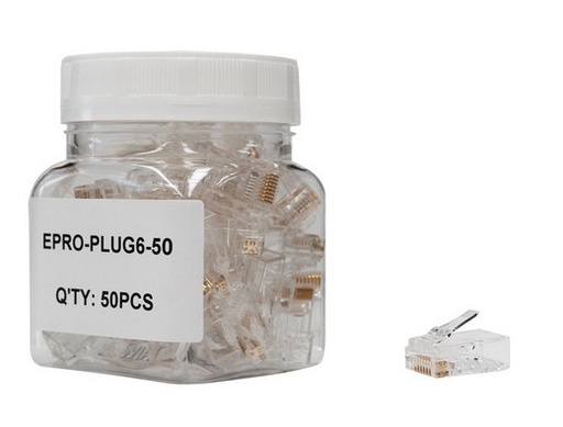 [NET3047] Plug facil ponchado enson epro-plug6-50 bote de 50 pzs para cable utp cat6 con sistema de paso de cables passtru que facilita el