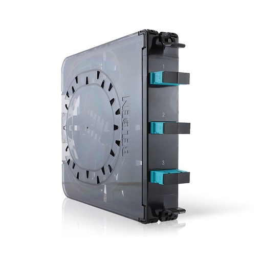 [NET3099] Módulo de 3 Adaptadores Belden de Fibra Óptica SC Dúplex Multimodo OM3 Aqua/Negro