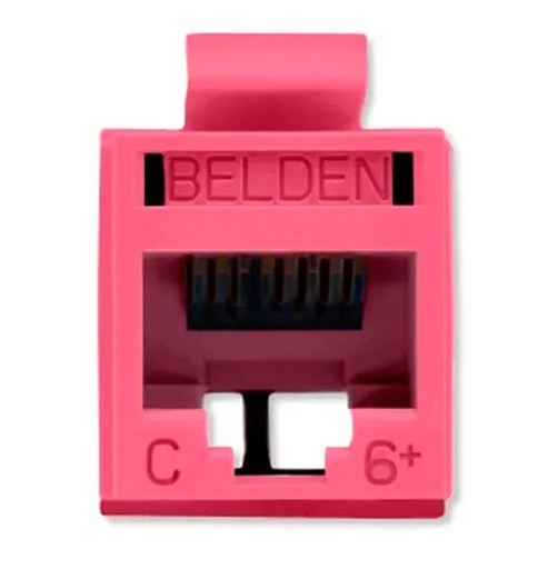 [NET3164] Conector modular jack rj45 cat6 revconnect belden rv6mjkutr-s1 estilo keyconnect rojo claro compatible con faceplate ax102660,ax