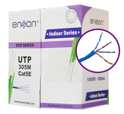 [NET3226] Cable utp cat5e enson 12251l305 serie eco calibe 24 awg cca bobina de 305 metros forro pvc color azul uso interior recomendado p