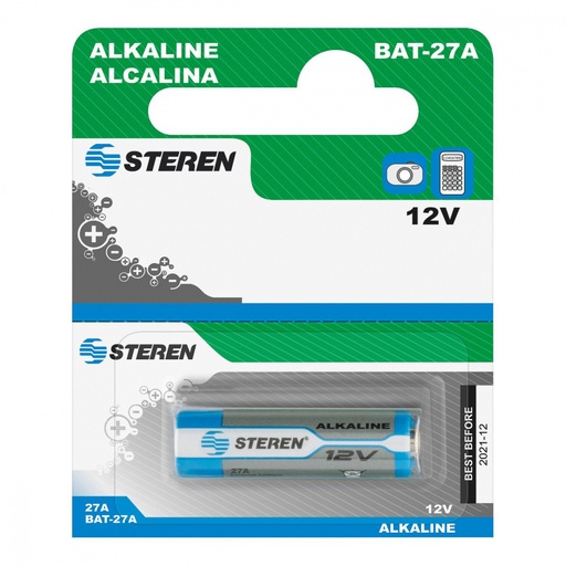 [POW52012] Bateria alcalina steren bat-27a tipo cilindro 12 volts 20mah - compatible con magneto sonoff y otros dispositivos similares
