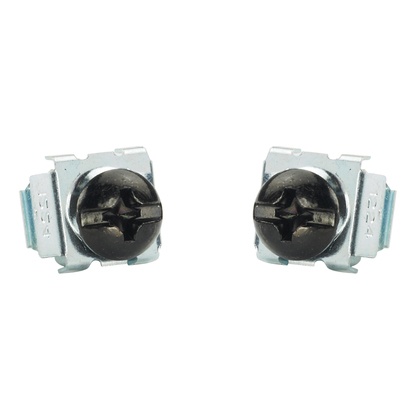 [NET3432] Kit de 100 tornillos y 100 tuercas enjauladas #12-24, para uso en gabinetes o racks con rieles con orificios cuadrado