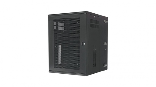 [SEC5414] Gabinete panzone de montaje en pared, de 19in, puerta ventilada, 18 ur, 762mm de profundidad, color negro