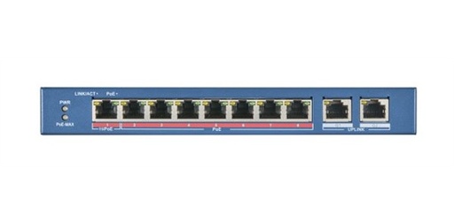 [SEC5447] Switch poe+ / 7 puertos 10/100 mbps 802.3 af/at (30 w) + 1 puerto 100 mbps poe++ /bt (60 w) / 2 puertos uplink gigabit / 250 met