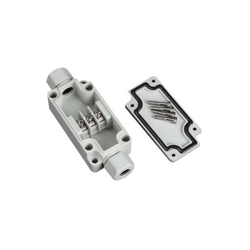 [SEC5493] Caja de conexión exterior con terminales intermedias para 3 líneas (tornillo simple). incluye glándulas.