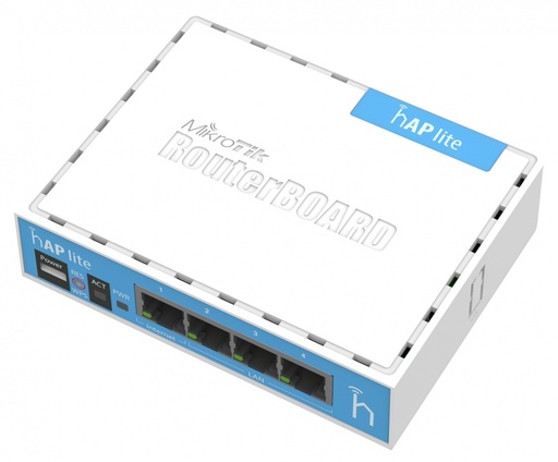 [SEC5605] Access Point MikroTik hAP Lite 300 Mbit/s 4x RJ-45 2.4GHz 2 Antenas De 1.5dBi