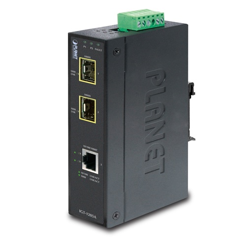 [SEC5699] Convertidor de medios industrial de 1 puerto ethernet 10/100/1000 base-t a 2 puertos sfp 100/1000/2500 base-x 