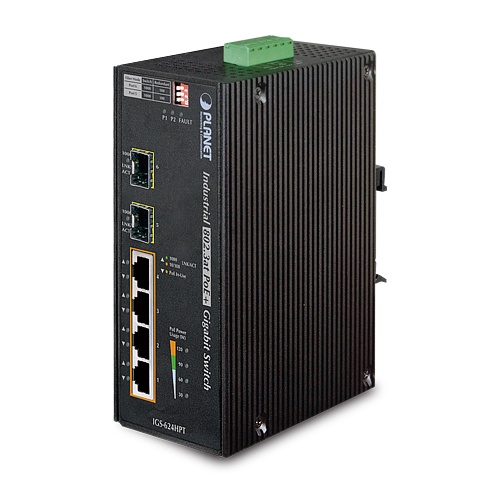 [SEC5716] Switch poe industrial no administrable de 4 puertos poe 10/100/1000t 802.3at, 2 puertos sfp 10/1000x