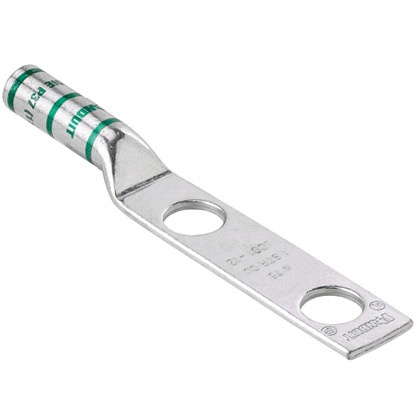[SEC6156] Terminal de compresión de barril largo, de dos orificios de 3/8, para cable 6 awg, espacios entre orificios de 1in