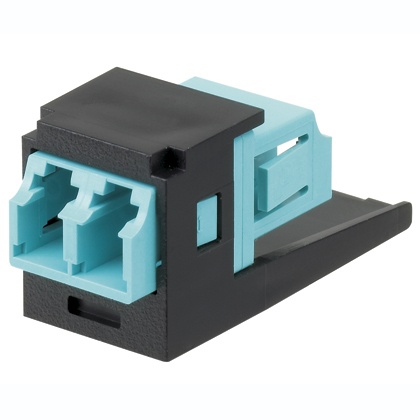 [WIR1369] Módulo acoplador lc duplex, para fibra óptica multimodo om3/om4, tipo mini-com, color aqua