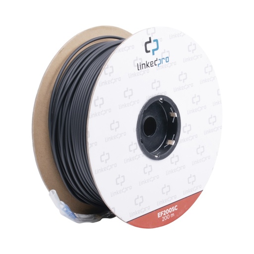 [SEC6505] Carrete de fibra óptica monomodo con conectores sc-sc duplex, reforzada con kevlar, de 200 metros