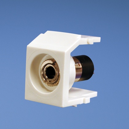 [WIR1387] Módulo acoplador estéreo de 3.5mm (1/8"), tipo keystone, para soldar, color blanco mate