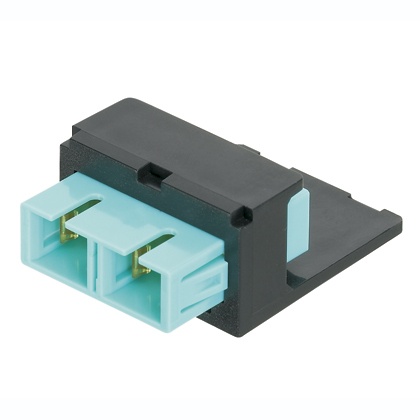 [WIR1390] Módulo acoplador sc duplex, para fibra óptica multimodo om3/om4, tipo mini-com, color aqua