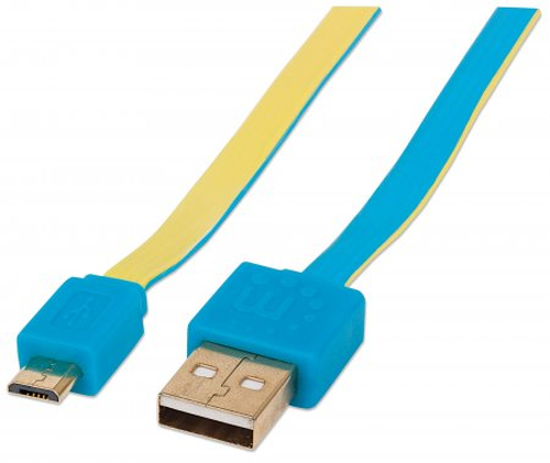 [WIR1399] Cable usb v2 a-micro b blister plano 1.8m azul/amarillo.