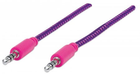 [WIR1412] Cable estereo a ipod m-m 1.0m textil rosa/morado 1.0m blister