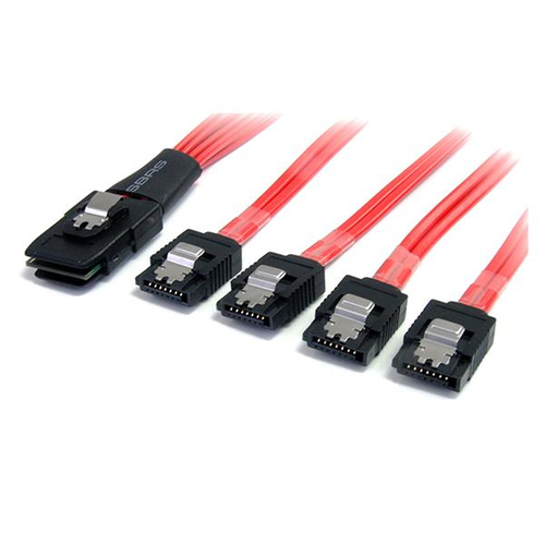 [WIR1459] Cable 50cm mini sas sff8087 a 4x sata cierre latch adaptador .