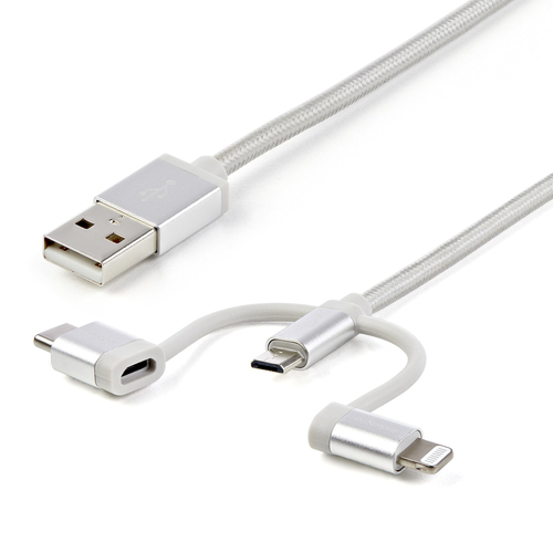 [WIR1742] Cable trenzado de 1m usb a usb c micro usb lightning cargador