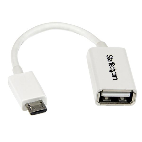 [WIR1776] Cable adaptador microusb a usb otg blanco 12cm macho a hembra .