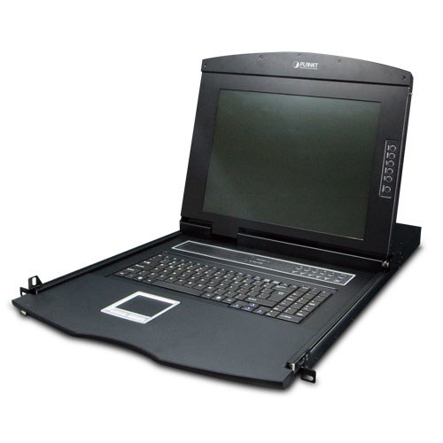 [SEC6754] Switch kvm con monitor de 17"con teclado y trackpad para rack de 1u de cuatro postes, 8 puertos vga para acceder y controlar has