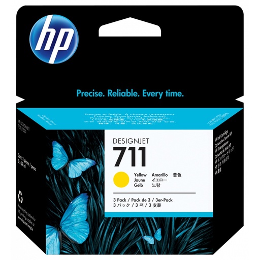 [PRI3768] CartuchoDe Tinta HP 711 Paquete Triple Amarillo Original 29ml 