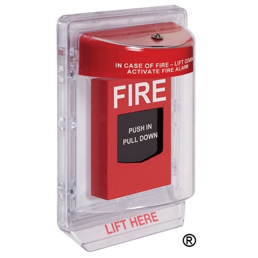 [CAB27474] Protector de policarbonato súper resistente para palanca de incendio texto en ingles