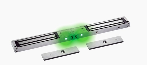 [SEC7151] Chapa magnética doble 600l lbs (x2) con led ultra-brillante/ libre de magnetismo residual / sensor de estado de la placa