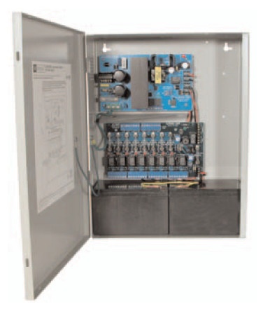 [SEC7331] Fuente para aplicaciones en control de acceso, y detección de incendio, con capacidad de respaldo para 12 y 24 vcd @ 4 a , con 8