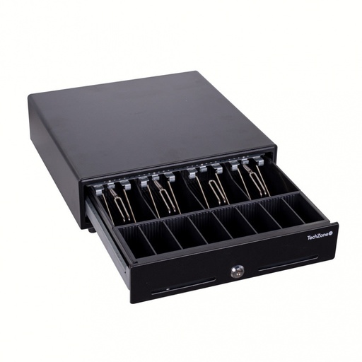 [POS509] Cajon de dinero techzone tzbe4b8m90, compartimento, 4 billetes, 8 monedas, removible, negro
