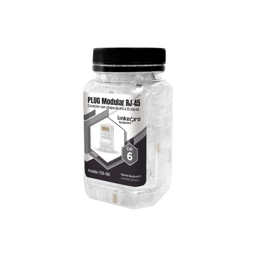 [WIR2605] Bote con 100 piezas de plug modular rj45 cat6 sin blindaje, chapado de oro a 30 micras para durabilidad extrema