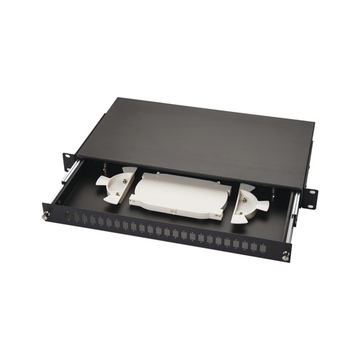 [WIR2611] Distribuidor de fibra óptica deslizable, vacío, 19in, acepta 24 adaptadores "lc duplex" o "lc simplex" o 24 "sc" simplex, 1u