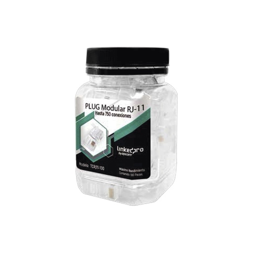[WIR2620] Bote con 100 piezas de plug modular tipo rj11 de 4 contactos chapado de oro a 50 micras