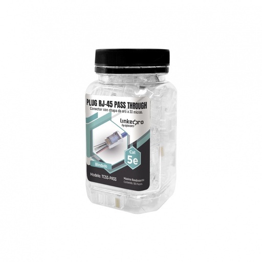 [WIR2645] Bote con 100 plugs pass through rj45 cat5e blindado, chapado de oro a 30 micras para durabilidad extrema