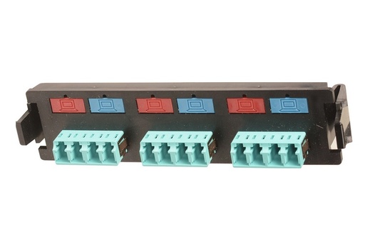 [WIR2646] Placa acopladora de fibra óptica quick-pack, con 6 conectores lc duplex (12 fibras), para fibra multimodo, aqua