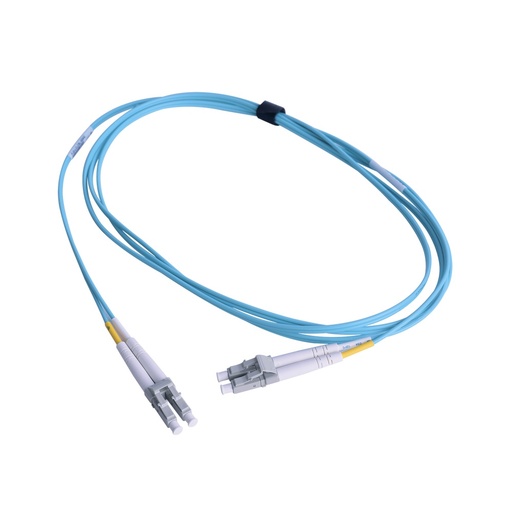 [WIR2697] Jumper de fibra óptica multimodo 50/125 xglo om3, lc-lc duplex, ofnr, color aqua, 2 metros