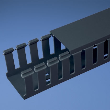 [WIR2733] Canaleta ranurada de pvc sin tapa, tipo g, 1 in de ancho, 2 in de alto y 1828.8 mm de largo, color negro