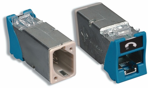 [WIR2743] Jack z-max cat6a, blindado, montaje híbrido en placa de pared (plano y angulado), color azul