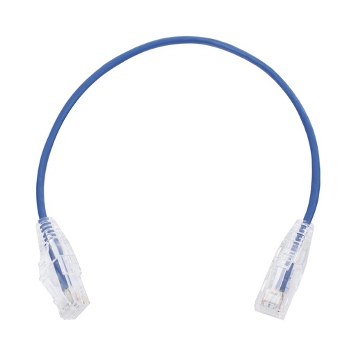 [NET4762] Cable de parcheo slim utp cat6 - 30 cm azul diámetro reducido (28 awg)