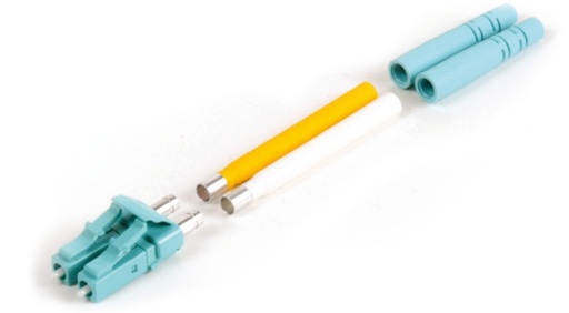 [WIR2799] Conector de fibra óptica lc duplex, epoxico, fibra recubierta, multimodo, color aqua