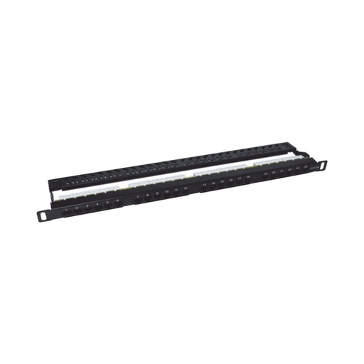 [NET4765] Panel de parcheo de impacto (110) sin blindaje de 24 puertos cat6a con barra para organizar cable