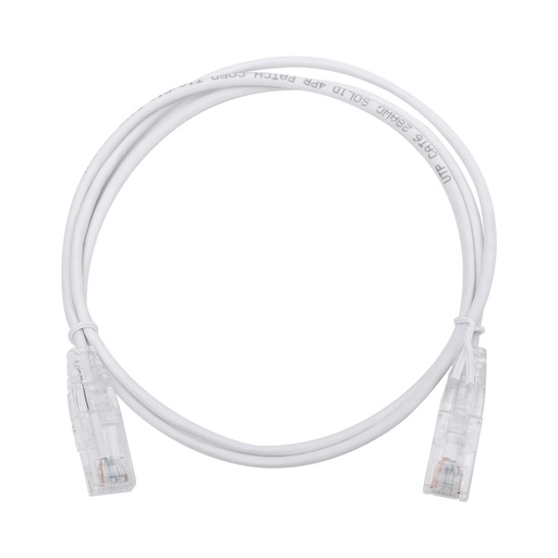 [NET4768] Cable de parcheo slim utp cat6 - 1 metro, blanco, diámetro reducido (28 awg)