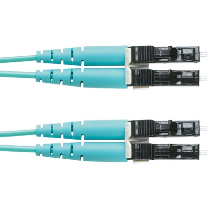 [WIR2898] Jumper de fibra optica multimodo 50/125 om3, lc-lc duplex, ofnr (riser), color aqua, 1 metro